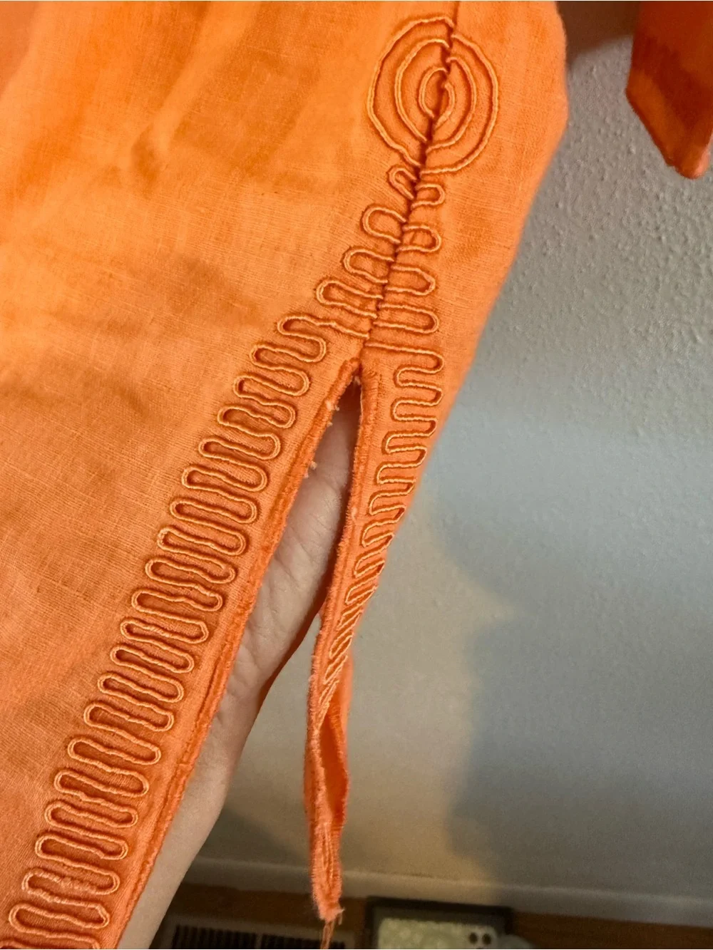 Peter Nygard Bright Orange Embroidered Linen Tunic